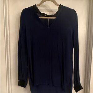 Chic Midnight Blue Long Sleeve Women's Top